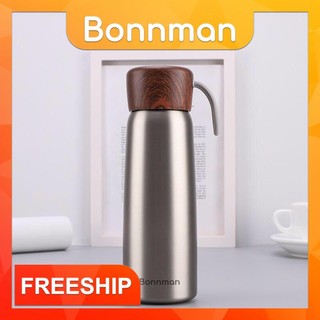 [Freeship] Bình giữ nhiệt inox Bonnmnan nắp giả gỗ 500ml