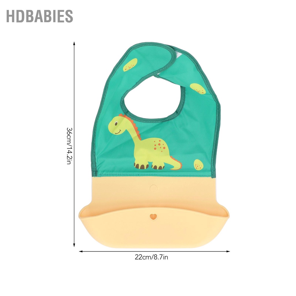 HDbabies Yếm cho bé bằng silicon với túi chống tràn Chống thấm nước vết bẩn nhẹ Vải chắp vá nhà