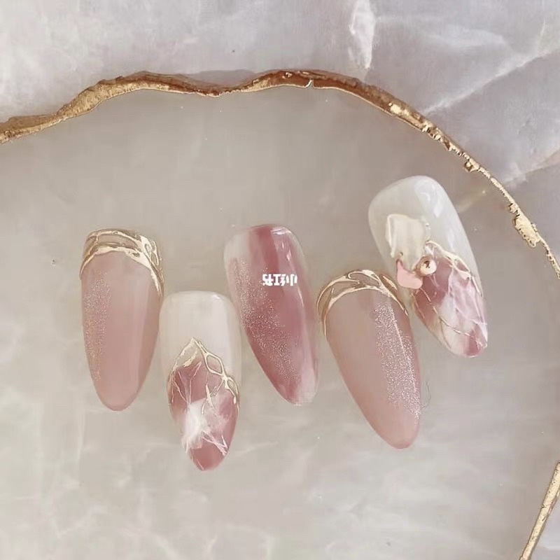 Nail Box Thiết Kế Loang Thạch Hồng Ẩn Xà Cừ Phong Cách Đài An1535