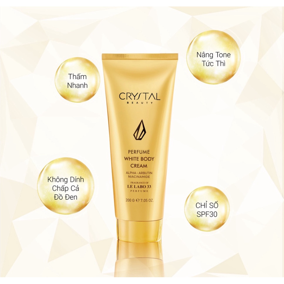 Kem body trắng da Crystal kích trắng da dưỡng ẩm se khít lỗ chân lông thoa lên da nâng từ 2-4 tone ngay tức thì