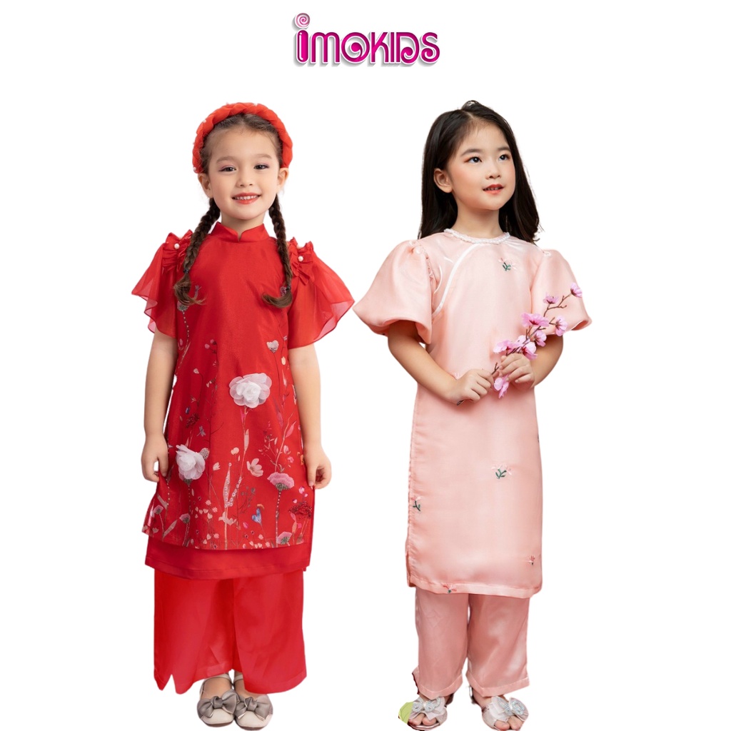 Áo dài bé gái 12-35 kg June With Love, Oli River áo dài cách tân cho bé mặc tết xinh xắn, dễ thương T02