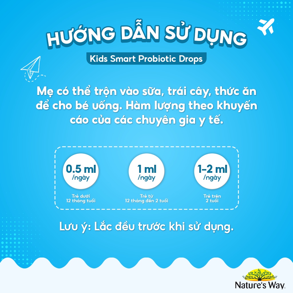 Men Vi Sinh Cho Bé Nature's Way Kids Smart Drops Probiotic Dạng Giọt Bổ Sung Lợi Khuẩn Tăng Cường Hệ Tiêu HóaCho Bé 20ml