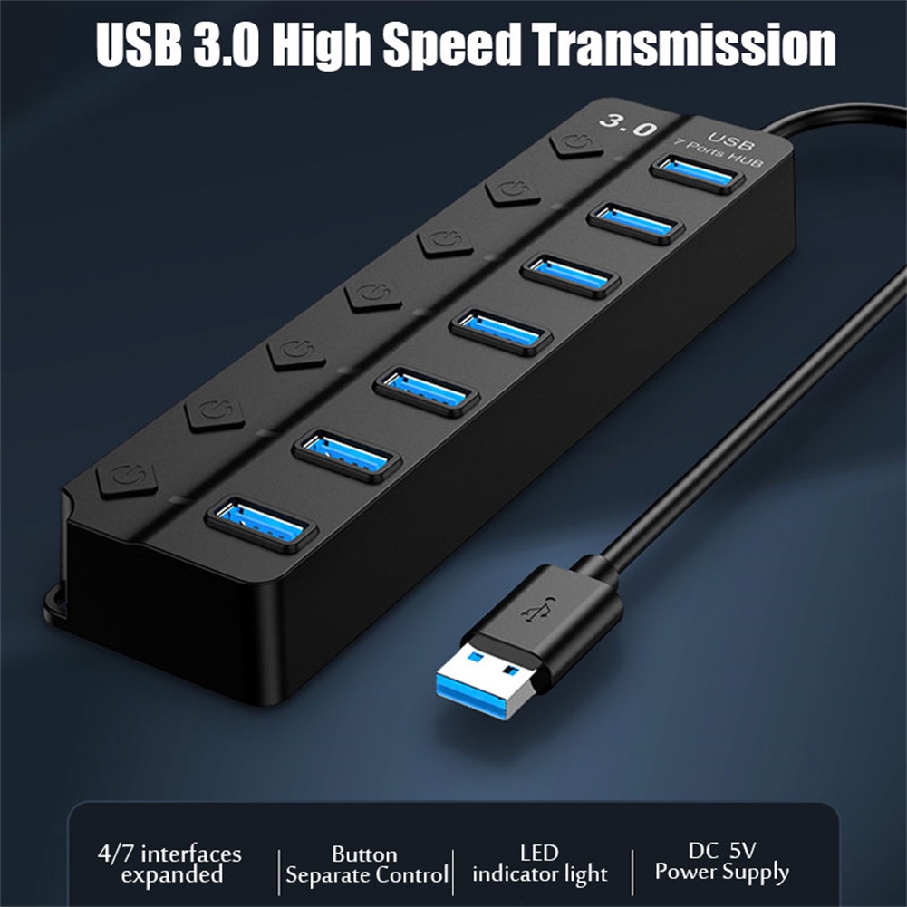 Bộ Chia Đa Năng 7 Cổng USB 3.0 Bộ Chia Đa Giao Diện One Drag Seven Với Công Tắc Okase