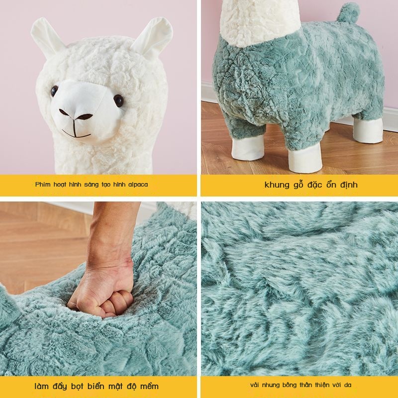 Động vật sáng tạo, ghế đẩu alpaca, ghế đẩu thay giày hoạt hình, trang trí búp bê phòng khách màu đỏ lưới | BigBuy360 - bigbuy360.vn
