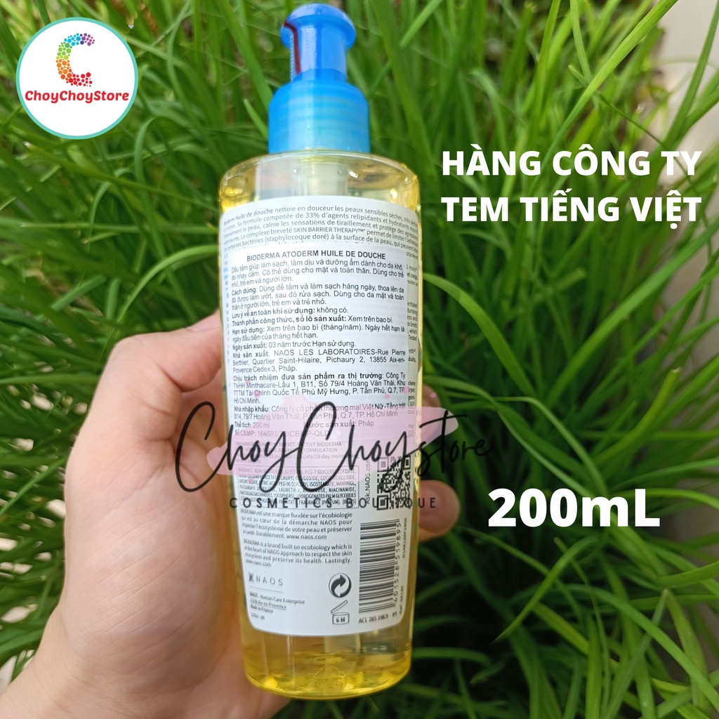 Dầu tắm Bioderma Atoderm Huile De Douche Làm Sạch & Dưỡng Ẩm Cho Da Khô, Da Nhạy Cảm