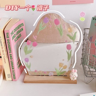 Gương Trang Điểm Để Bàn Hình Đám Mây , Khung Gỗ Nội Thất Hàn Quốc (tặng kèm sticker hoa)