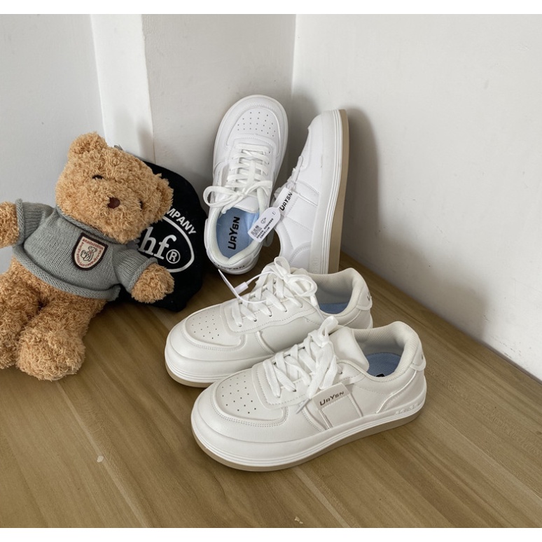 Giày Bánh Mì Độn Đế Uzzang Dây Đan, Giày nữ ulzzang đế độn màu trắng mẫu mới Hot Trend