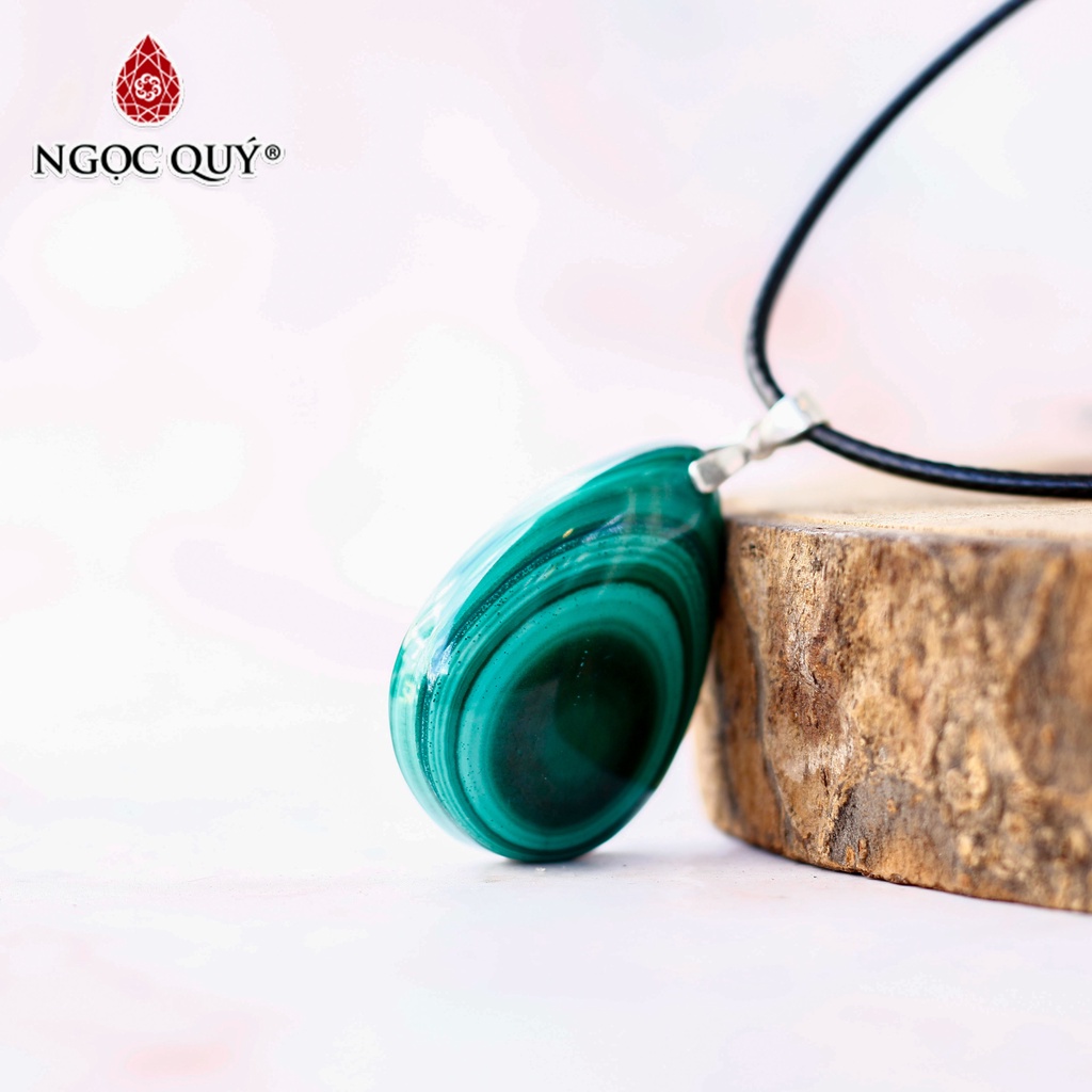 Mặt dây chuyền hình giọt nước đá khổng tước Malachite - Ngọc Quý