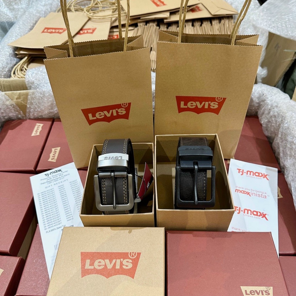Nịt thắt lưng nam Levis đơn đục lỗ fullbox túi giấy