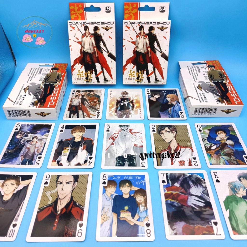 Bài tây anime manga, tú lơ khơ tổ hợp mẫu mã phong phú One Piece, Naruto, Dragon Ball, Kimetsu no Yaiba, Conan, Doraemon