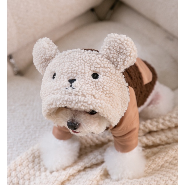 ÁO KHOÁC LÔNG CỪU CÓ MŨ SIÊU ẤM ÁP MÙA ĐÔNG CHO THÚ CƯNG