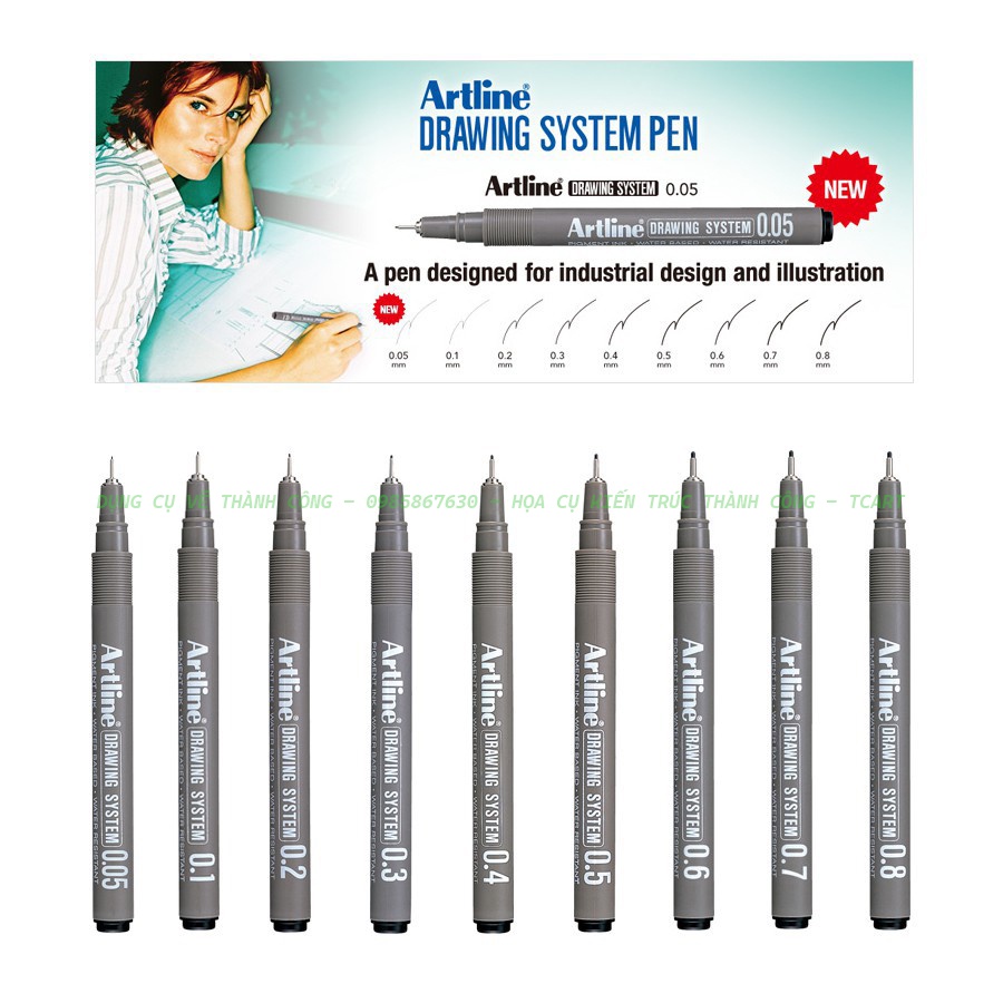 Bút đi nét mực đen Artline Drawing System