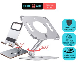 Giá đỡ ipad máy tính bảng điện thoại,kệ để ipad điện thoại techmaxs - xoay 360 độ hợp kim nhôm cao cấp,gấp gọn