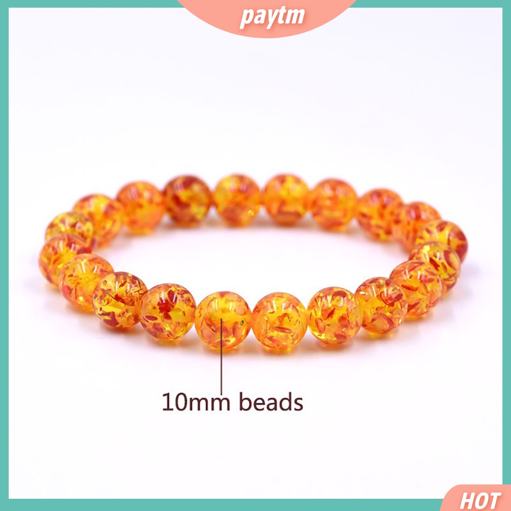 (PTM) Vòng Tay Chuỗi Hạt Đá Hổ Phách Nhân Tạo 8mm / 10mm