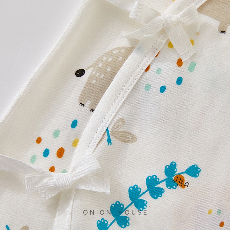 Body ngủ thắt dây cotton tự nhiên bé trai bé gái - cối xay gió