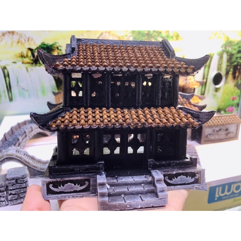 Nhà tiểu cảnh phối màu cam đất độc đáo