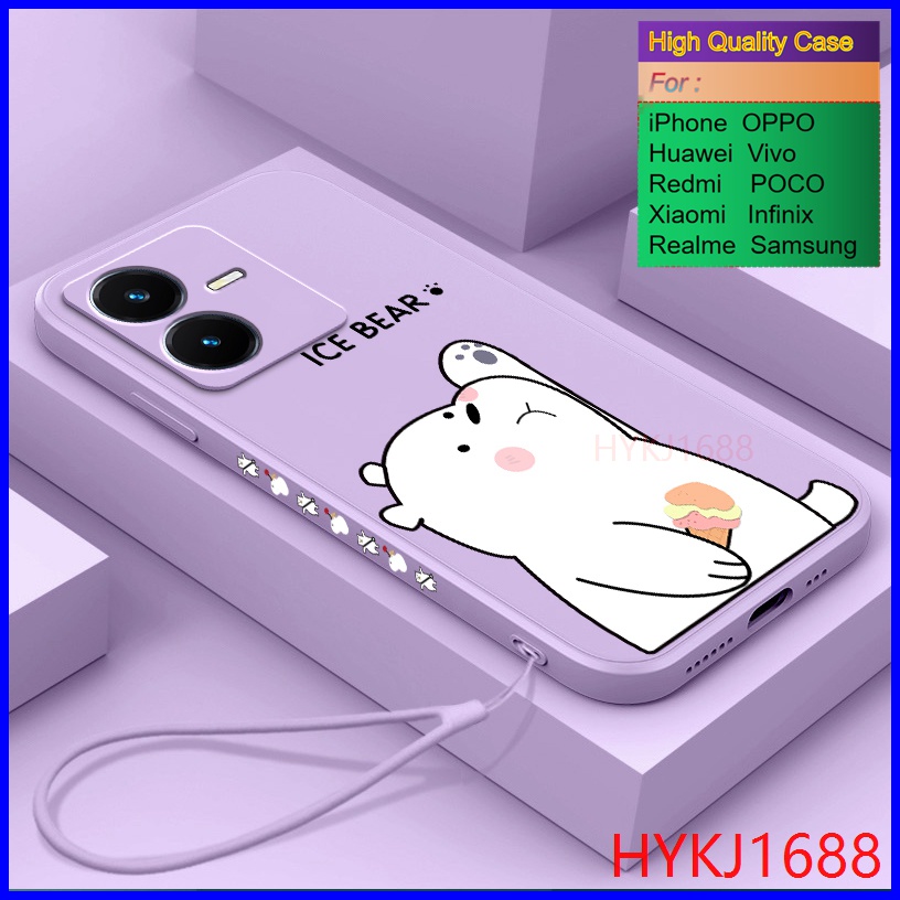 Ốp lưng Vivo Y22S Ốp Điện Thoại tpu Silicon Hình Gấu Và Mũ Cho Vivo Y22 Y22S 2022 HBX