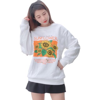 Áo sweater nữ form rộng 4YOUNG in hoa Hướng Dương