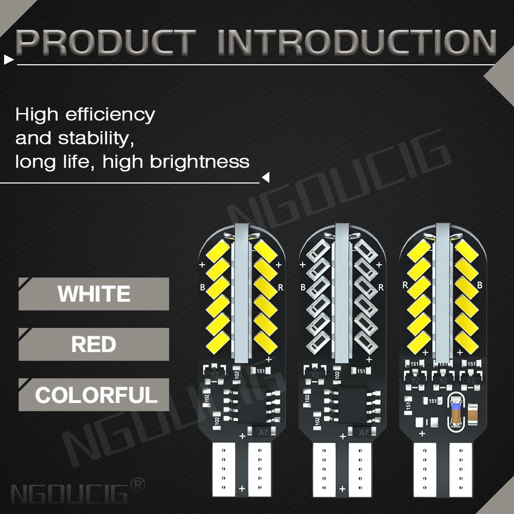 Bóng Đèn LED T10 W5W Nhiều Màu Sắc 12v Dành Cho Xe Hơi Xe Máy