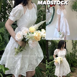 ĐẦM - VÁY TRẮNG HOA NỔI *CADE* YẾM TRỄ VAI 💕