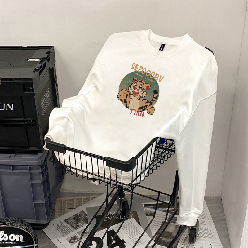 SALMO Áo Nỉ nam nữ in hình con hổ form rộng áo nỉ trang unisex ulzzang 100% cotton