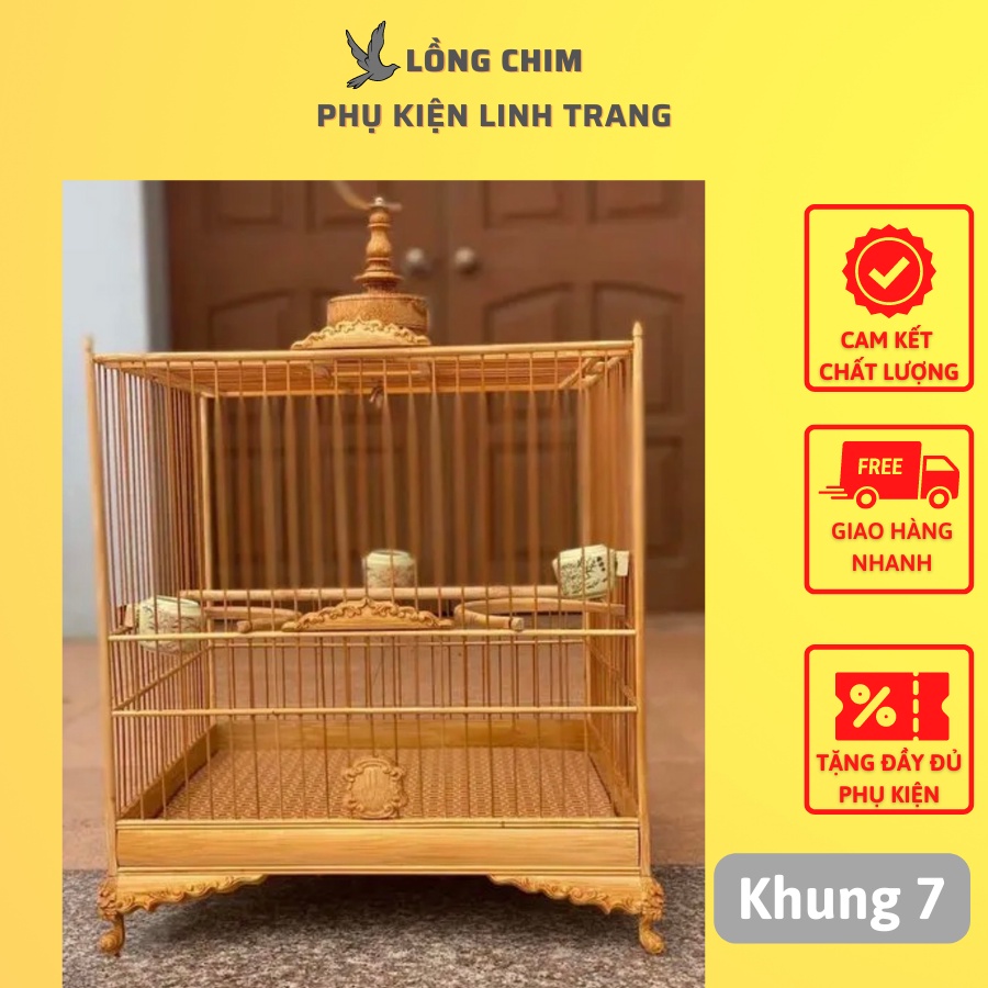 KHUNG LỒNG CHÀO MÀO TỰ RÁP mẫu vuông tre khung 7 - Lồng chim Thế An An