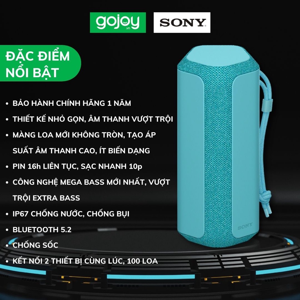 Loa Bluetooth Sony SRS-XE200 CHÍNH HÃNG chất âm hay vượt trội với MEGA BASS Pin 16h sạc nhanh 10p IP67 GOJOY VN