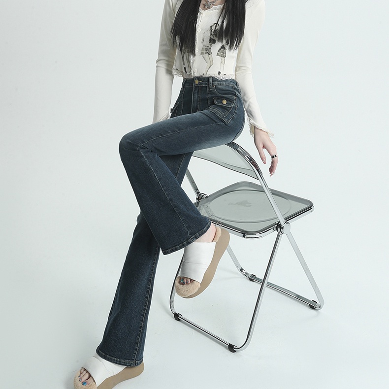 Quần jean dài SUXI lưng cao màu sắc đơn giản thời trang cho nữ