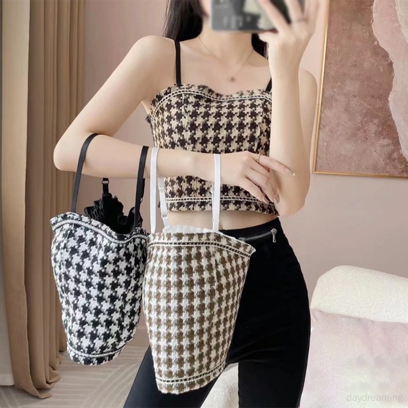 Áo Tank Top Hai Dây Ôm Dáng Họa Tiết Kẻ Sọc Thời Trang Cho Nữ