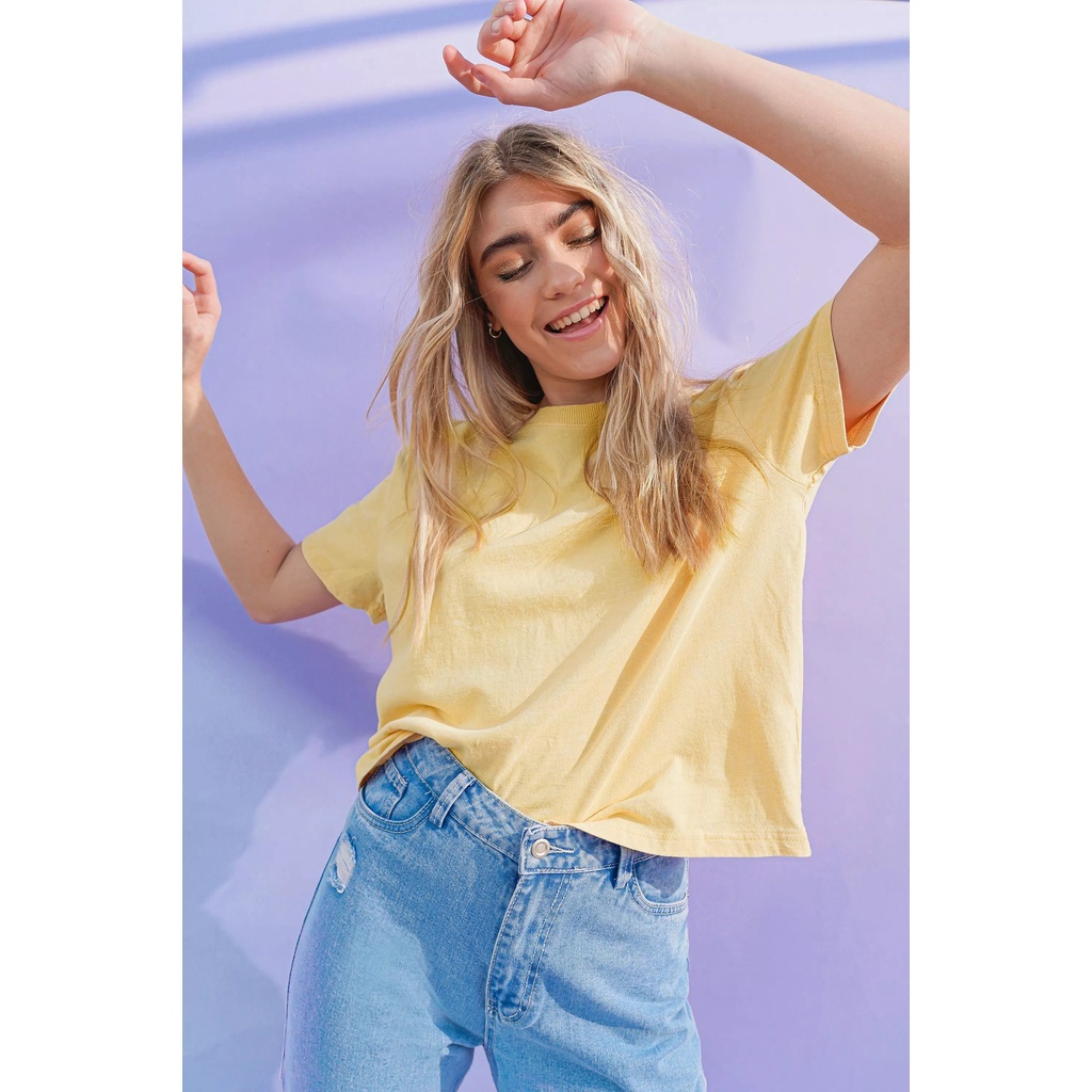 Hàng xuất xịn - Áo thun crop top dáng rộng cotton xuất khẩu