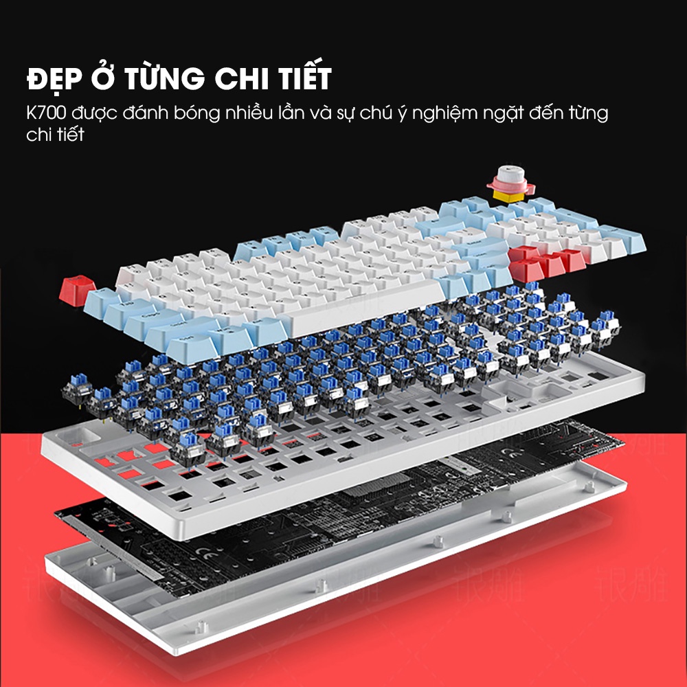 Bàn phím cơ gaming có dây YINDIAO K700 núm xoay chỉnh LED RGB thiết kế 96 phím blue switch cho máy tính laptop game pc