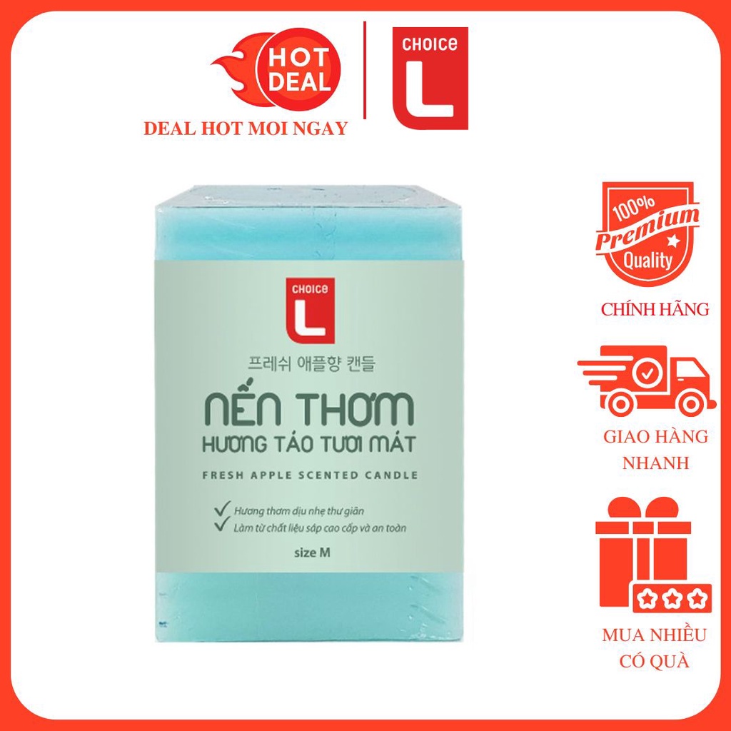 Nến Sáp Choice L Trụ Vuông Fresh Apple Hương Táo Tươi Mát Size M