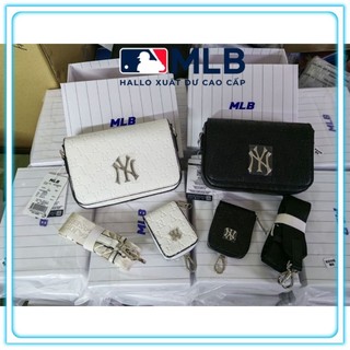 Túi Đeo Chéo Da MLB Đen Trắng Kèm Túi Nhỏ Fullbox Cao Cấp