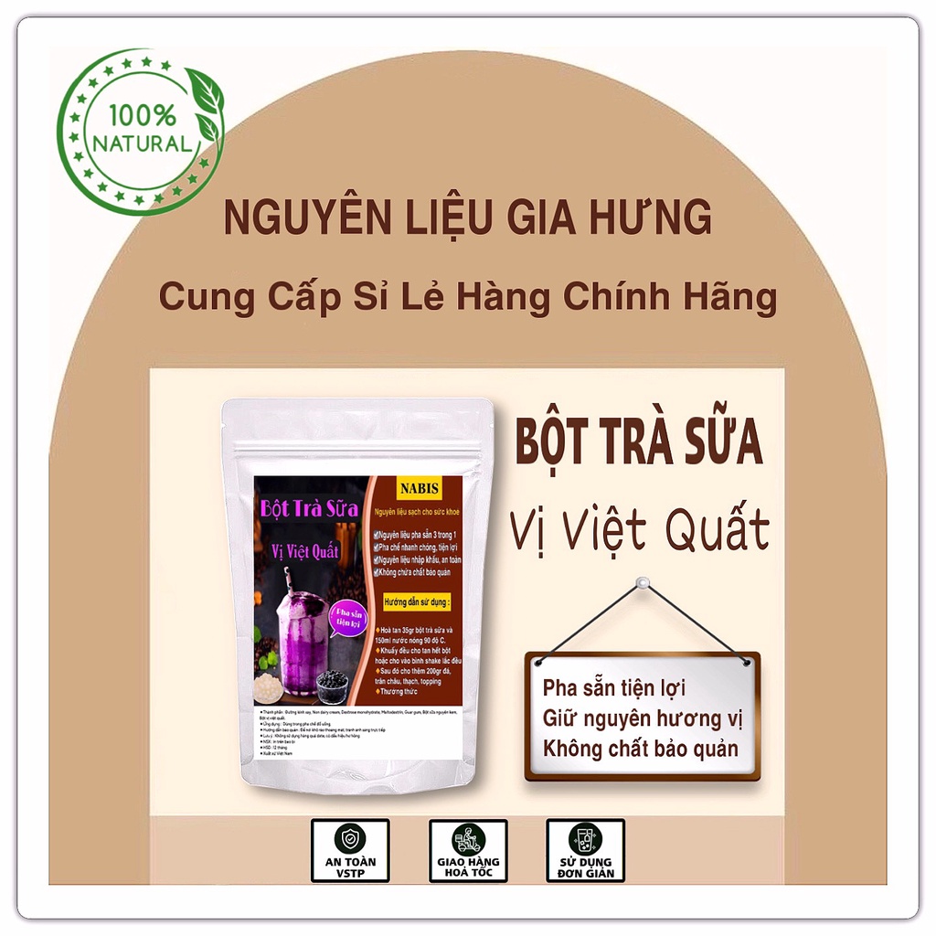 Bột Trà Sữa Vị Việt Quất Nabis/ PHA SẴN nhanh chóng, uống liền tiện lợi. Tặng 1 gói trân châu 150gr