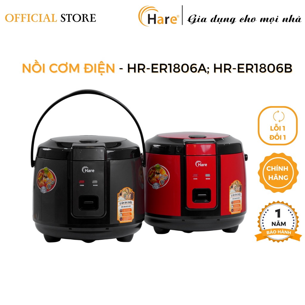 Nồi cơm điện 1.8L - thương hiệu Hare - bảo hành 12 tháng