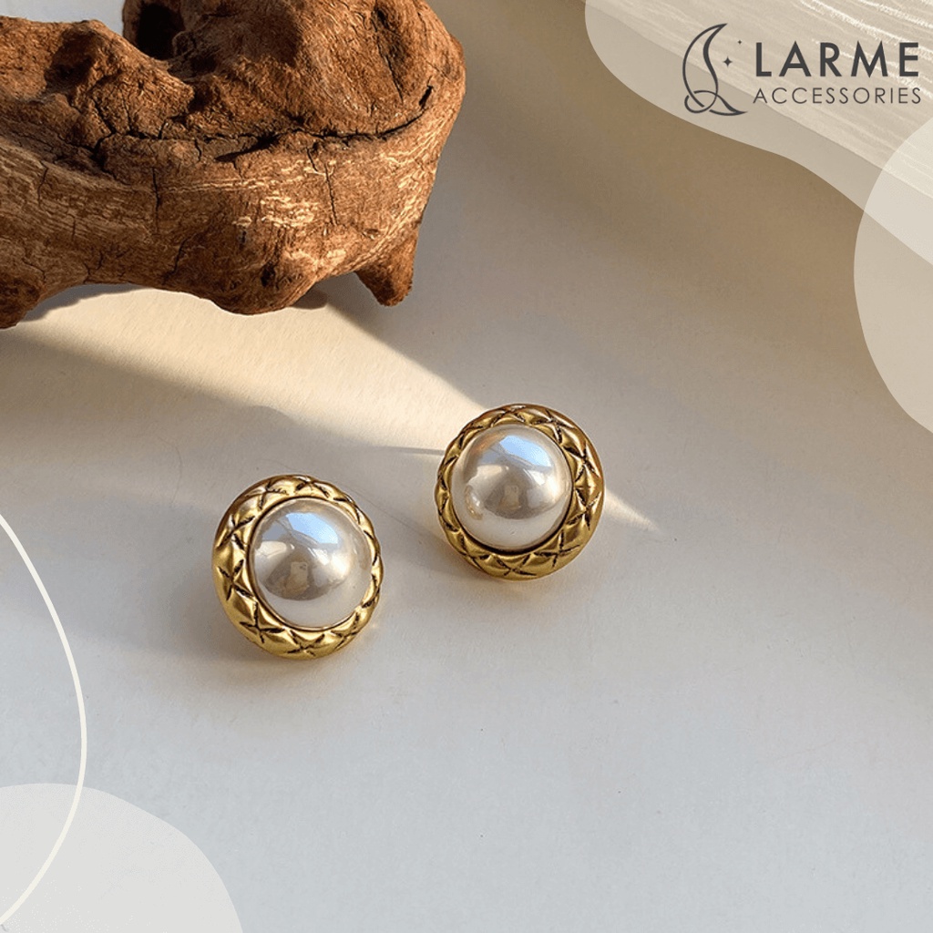 Khuyên tai nữ tròn phong cách cổ điển vintage Larme accessories -KT0213