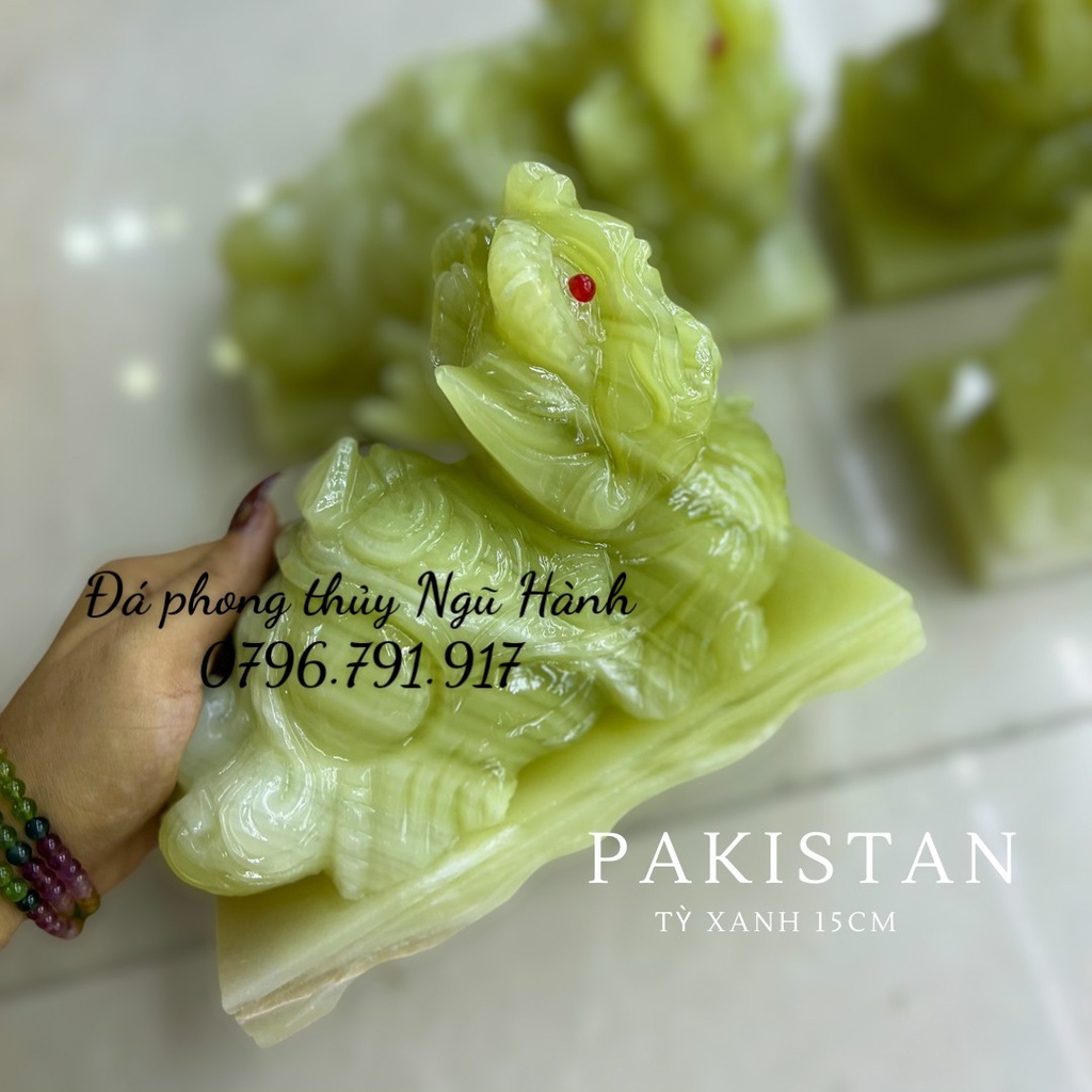 Tỳ Hưu Phong Thủy, Cặp Tỳ Hưu Đá Ngọc Pakistan 10cm