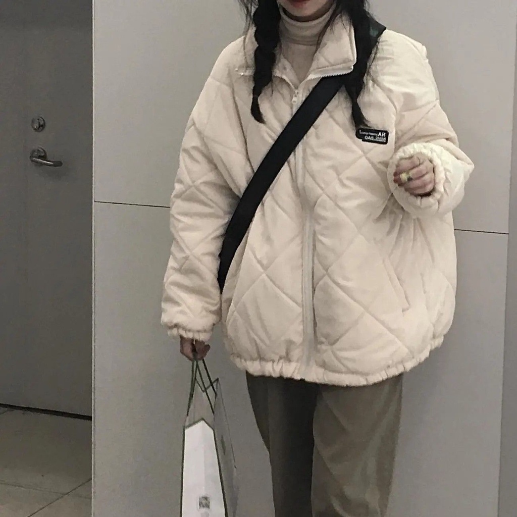 Áo Khoác Cotton Dày Dặn Tay Dài Dáng Rộng Dập Nổi Phong Cách Hàn Quốc Thời Trang Thu Đông Dành Cho Bé Gái