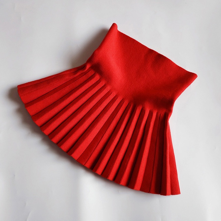 Chân Váy Dệt Kim Xếp Ly 7 Màu Trơn Thời Trang Xuân Thu Cho Bé Gái 1-15 Tuổi