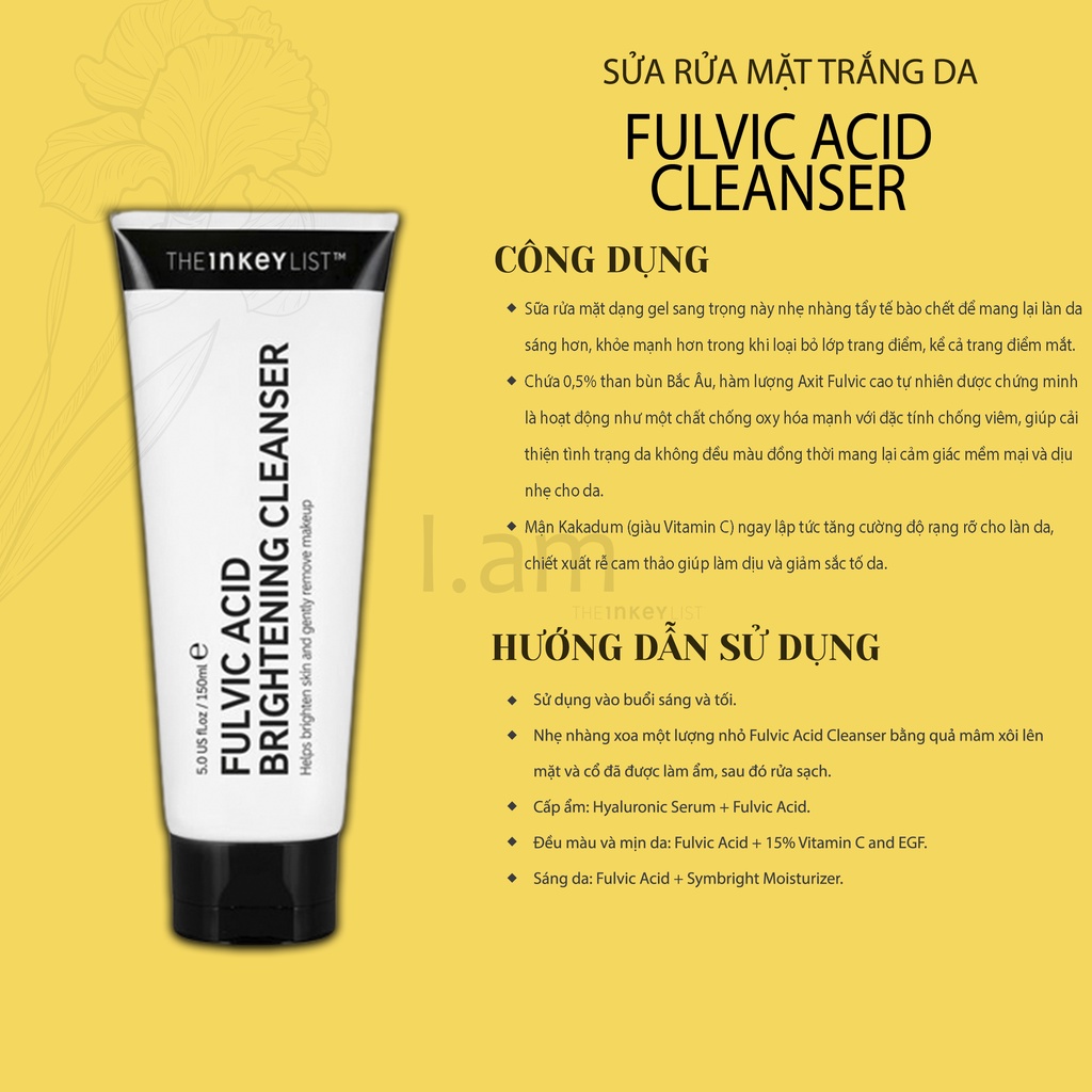 Sữa rửa mặt Fulvic Acid Brightening Cleanser The INKEY List