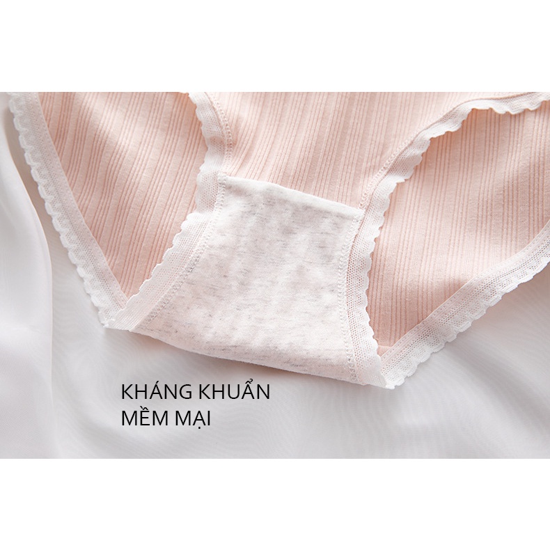Quần lót nữ hoạ tiết hình hoa dễ thương chất liệu gân tăm cao cấo 321