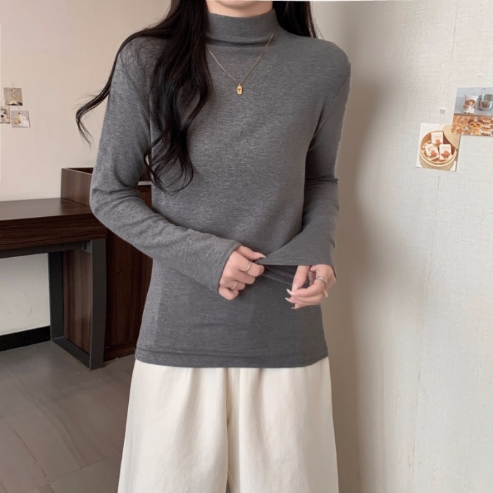 Áo Thun Tay Dài Cổ Cao Nhiều Màu Sắc Thời Trang Thu Đông Cho Nữ