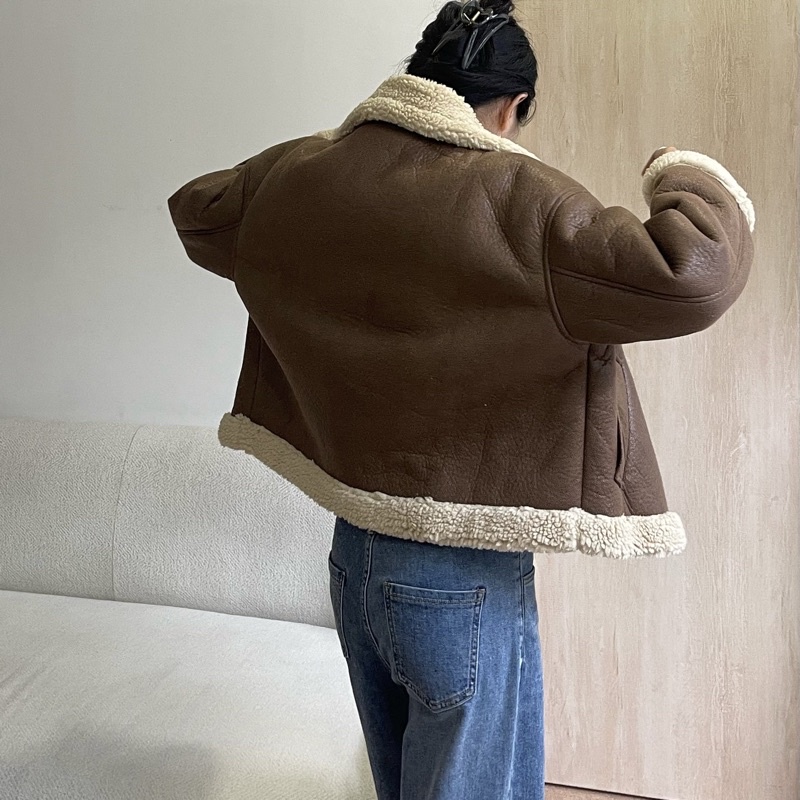 Áo khoác mustang da lộn lót lông (Ảnh thật shop tự chụp, có clip) | BigBuy360 - bigbuy360.vn