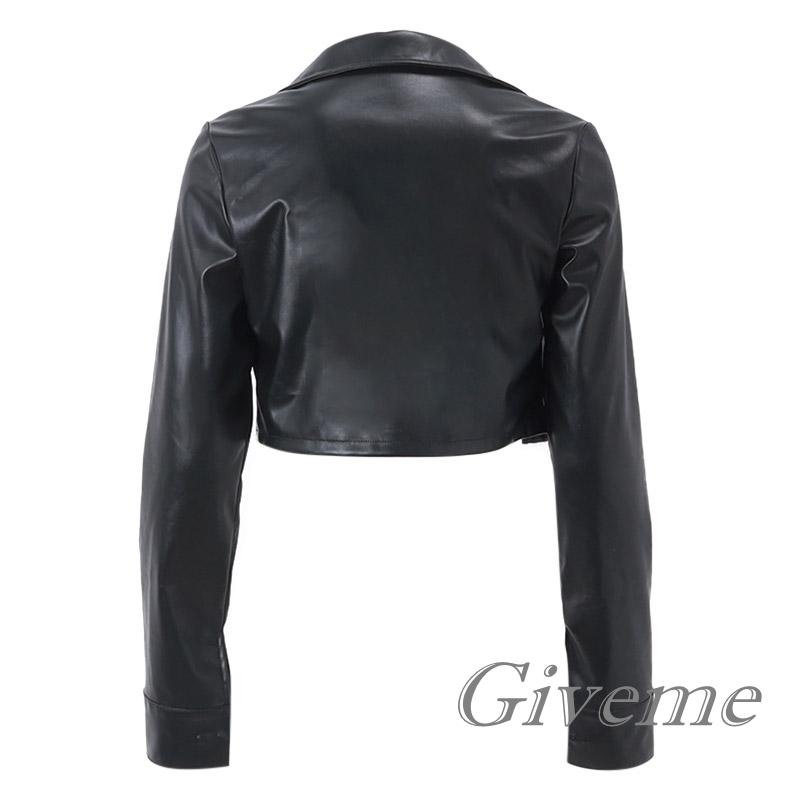 Áo Khoác Da Tay Dài Cổ Bẻ Cài Nút Thời Trang Cho Nữ