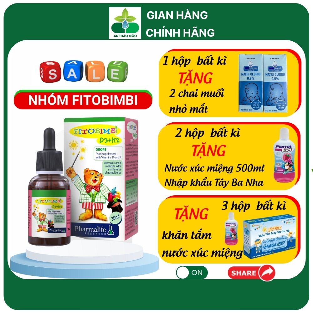 Vitamin FITOBIMBI D3K2 Dạng Nhỏ Giọt Giúp Bé Hấp Thu Calci Tăng Chiều Cao Xương Chắc Khỏe