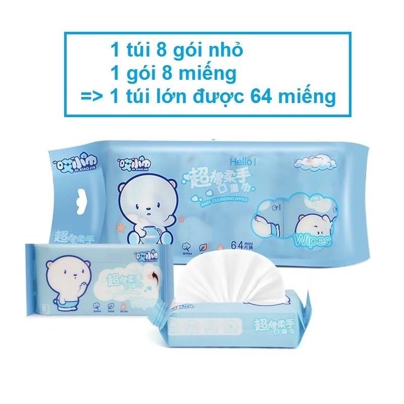 Set 8 gói khăn giấy ướt mini bỏ túi tiện dụng_  supersale365