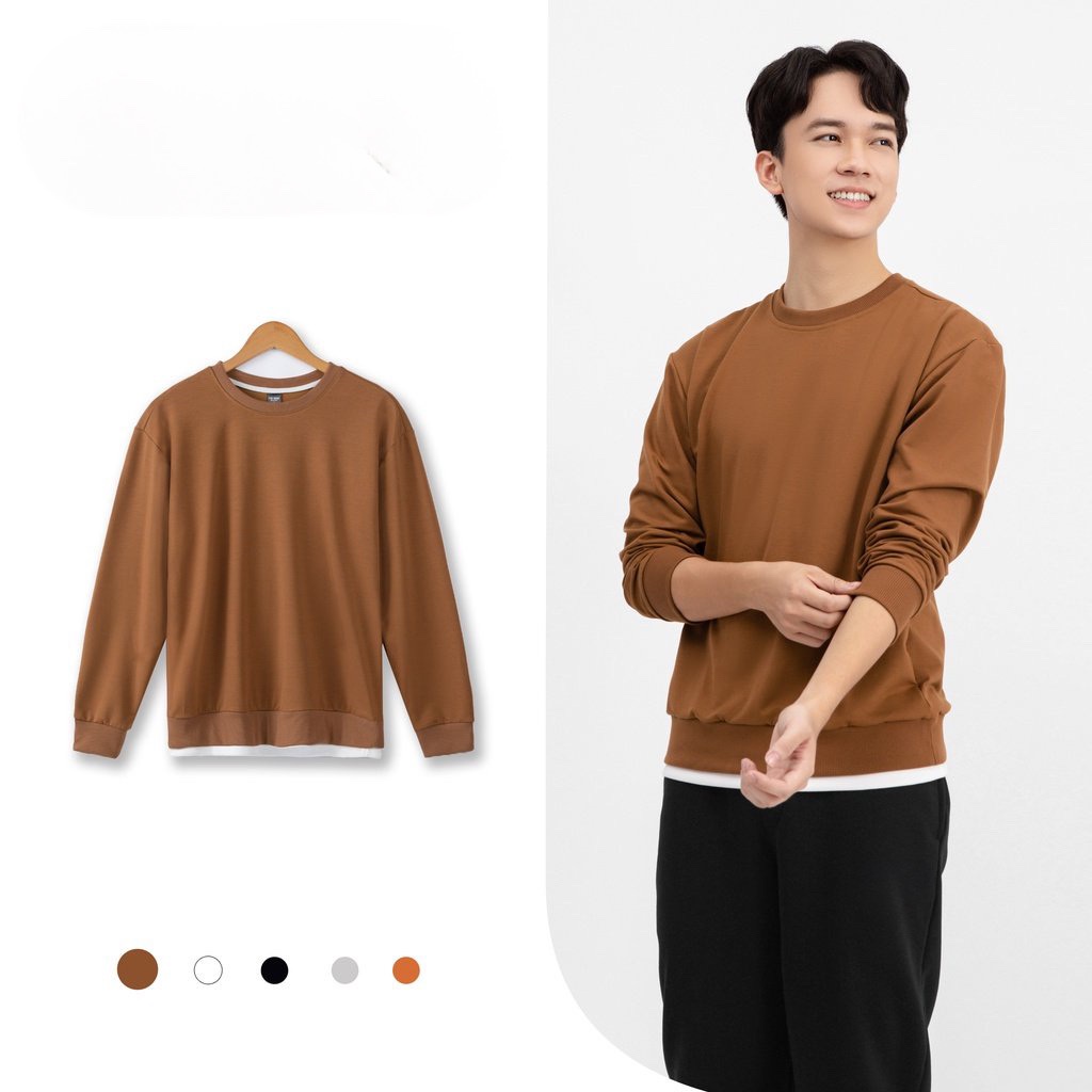 Áo dài tay nam - Áo Layer Sweater chất liệu nỉ da cá from dáng trẻ trung