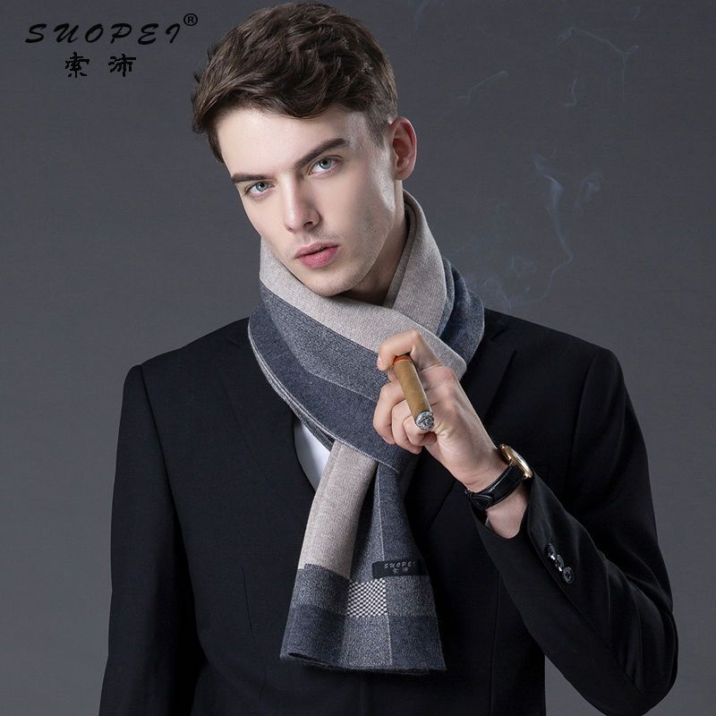 Khăn Choàng Len Cashmere Cao Cấp Dày Dặn Ấm Áp Thời Trang Mùa Đông Phong Cách Hàn Quốc Cho Nam