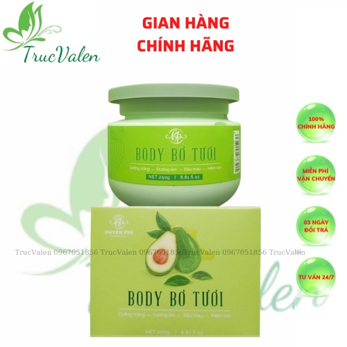 Kem body bơ tươi Huyền Phi dưỡng trắng dưỡng ẩm giúp làn da mềm mịn