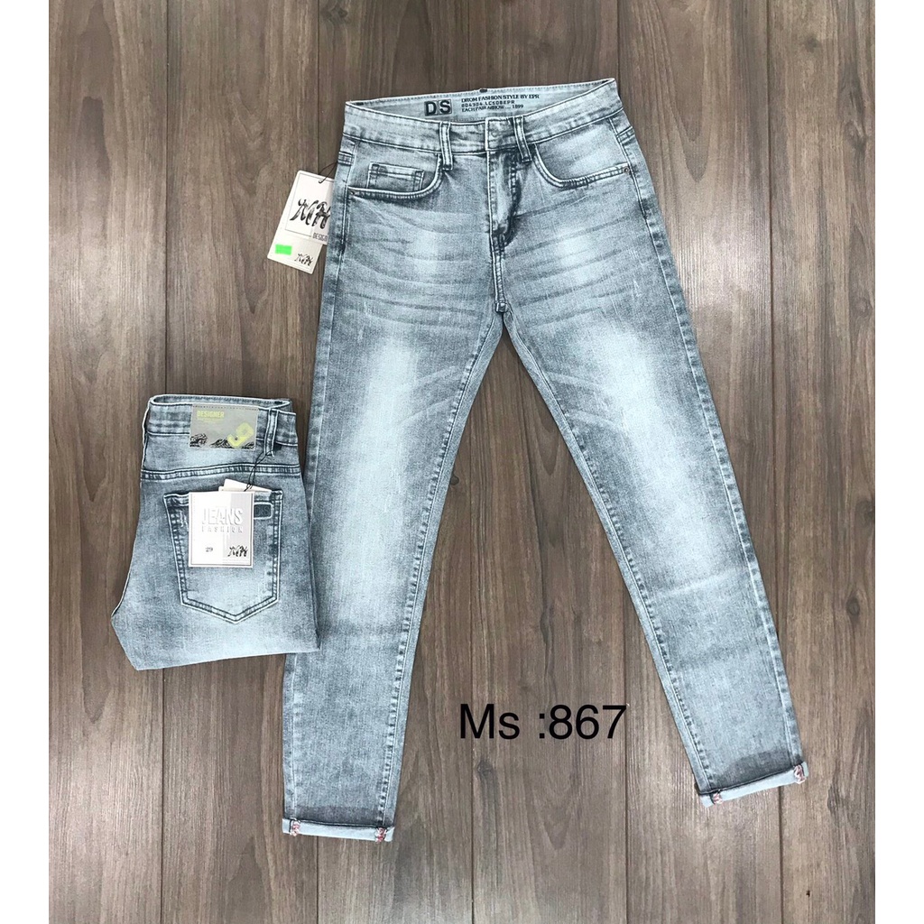 Quần Jean Nam Dài Màu Xám Trơn - Mã 867